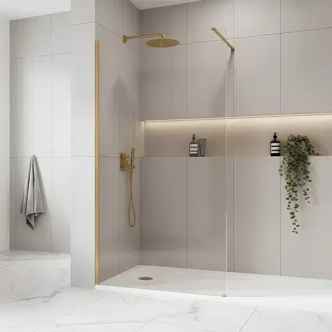 REA/S Sprchová zástěna Flexi Transparent / Brush Gold 80 KPL-K99267
