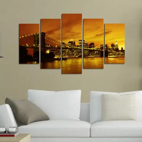 Wallity Obraz na MDF 5ks VEČERNÍ MOST 20 x 60 (1) 20 x 50 (2) 20 x 40 cm (2)