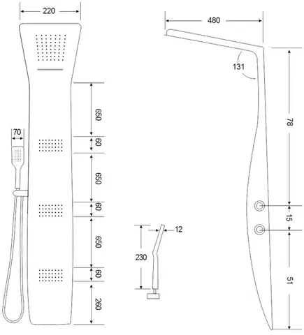 MEXEN Bali sprchový panel, černý/bílá 7622-03-71