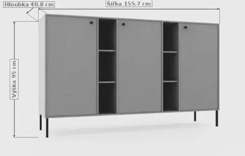 ADRK Komoda Tilina 3D 6P 155,7 cm černá/zlatá