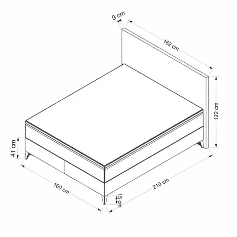Rám dvoulůžkové postele s čelem Rise 160 x 200 - Dark Grey