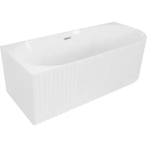 MEXEN/S Gia volně stojící rohová vana reliéf levá 150 x 75, bílá lesk, sifon a přepad chrom 52701507500L-01