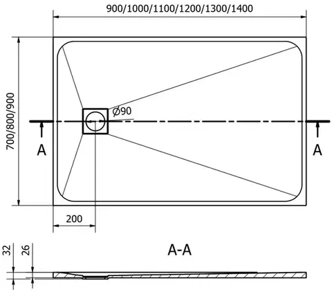 MEXEN Bert obdélníková sprchová vanička SMC 140 x 90, černá 4K709014