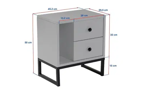Noční stolek Glimmer - Wood Black, Black