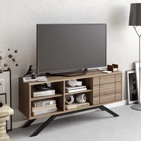 TV stolek North - Black, Walnut