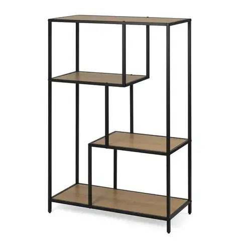 Kovový regál LOFTY GRID Low Oak, 114 x 77 cm