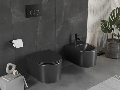 MEXEN Sofia Závěsná WC mísa bez sedátka, černá matná 3354XX85