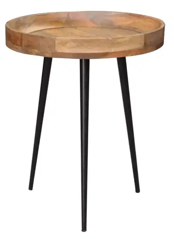Estila Stylový retro kruhový příruční stolek Tamworth I v hnědé barvě 45cm