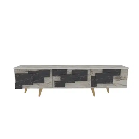 TV stolek 3 D - White, Marble