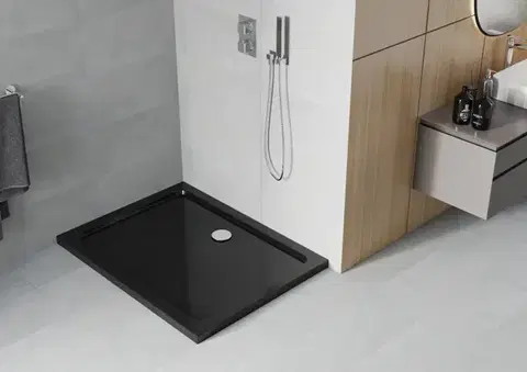 MEXEN Flat sprchová vanička obdélníková slim 100 x 70, černá 40707010