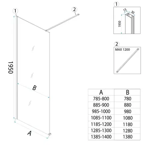 REA/S Sprchová zástěna Flexi Grey / Black 80 KPL-K99186