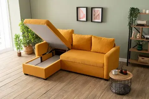 Rohová rozkládací pohovka Kado - Mustard