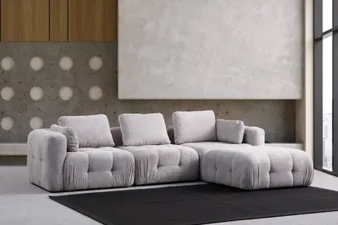 Rohová sedací souprava Amaris 3 Seater With Pouffe - Light Grey
