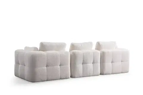 Rohová sedací souprava Amaris 3 Seater With Pouffe - White