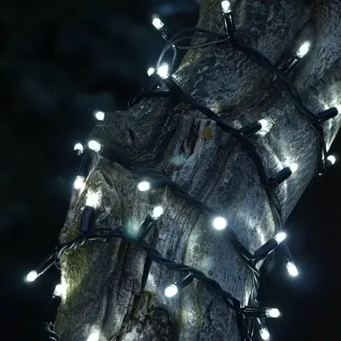 DecoLED LED světelný řetěz FLASH, 5 m, ledově bílá, 60 diod, IP67, černý kabel