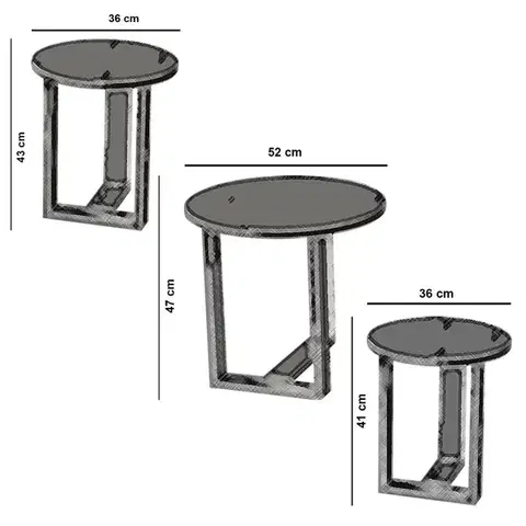 Sada odkládacích stolků (3 kusy) Mira - Walnut