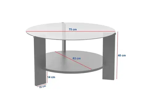 Konferenční stolek Clara - Walnut, Transparent