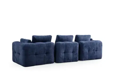 Rohová sedací souprava Amaris 3 Seater With Pouffe - Navy Blue
