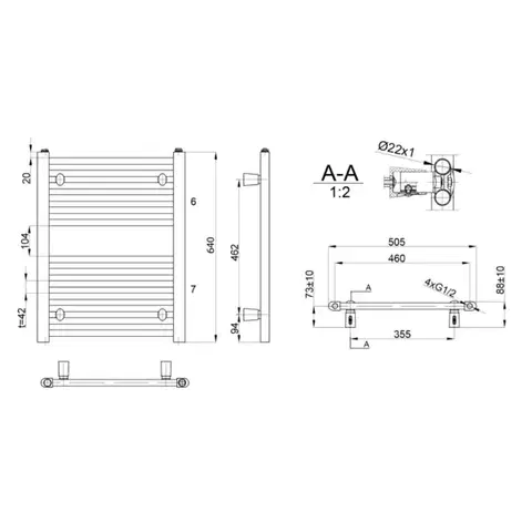 AQUALINE DIRECT otopné těleso s bočním připojením 500x640 bílá ILR65T