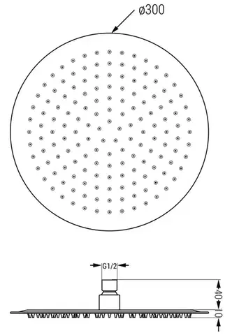 MEXEN Slim déšt 30 cm černá 79230-70