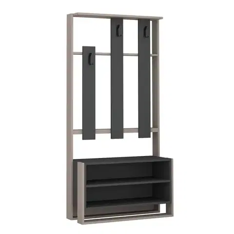 Nástěnný věšák s botníkem Chester Light Mocha and Anthracite