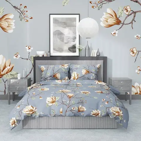Stanex Bavlněné povlečení Magnolie zlatá, 140 x 200 cm, 70 x 90 cm