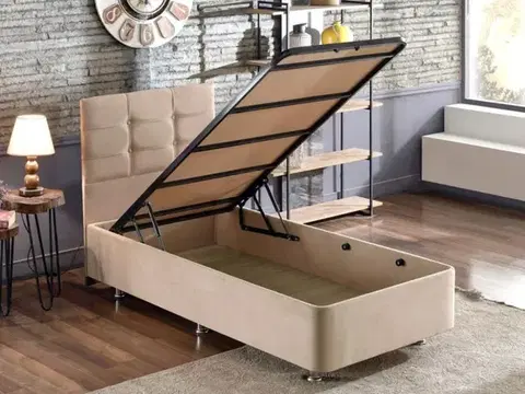 Rám jednolůžkové postele s čelem Polo - Light Brown (100 x 200)