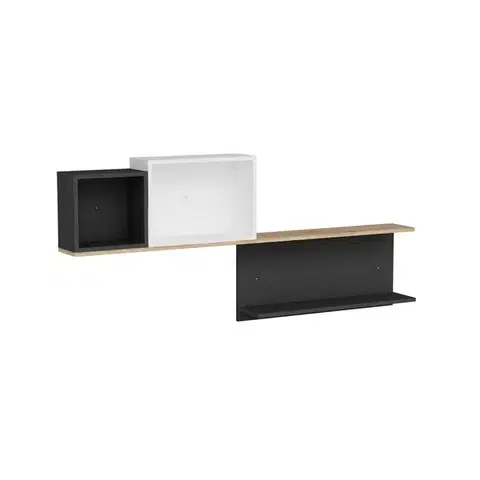 Nástěnná police Akser - Atlantic Pine, Anthracite White