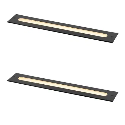 Sada 2 moderních zemních bodových světel černá 50 cm vč. LED IP65 - Eline