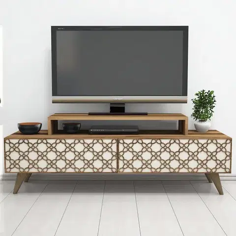 TV stolek City - Walnut, Cream