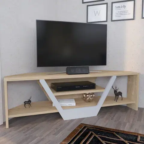 TV stolek Sares - Oak, White