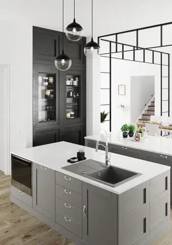 DEANTE Andante flush grafit metalic Granitový dřez s odkapávačem zápustný ZQN_G11F