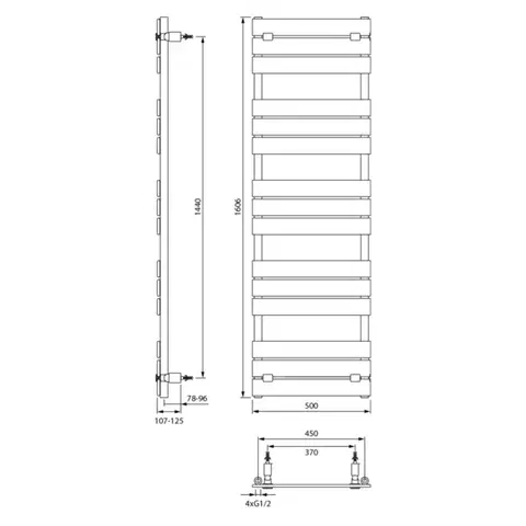 AQUALINE BONDECO otopné těleso 500x1606, černá mat DC516B