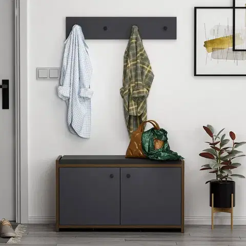 Hanah Home Botník s věšákem ZEN antracit