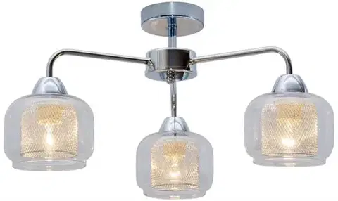 Chromová stropní lampa, skleněné stínidlo, 3x40W Ray