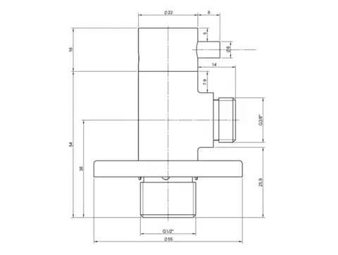 SAPHO MINIMAL rohový ventil s rozetou, 1/2"x 3/8" pro teplou vodu, nerez mat MI058T
