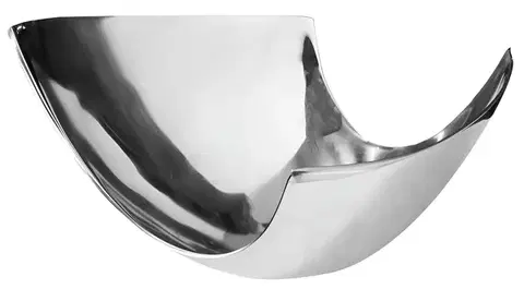 Estila Moderní designová kovová mísa Abstract ve stříbrné barvě s dynamickou asymetrickou siluetou 30 cm