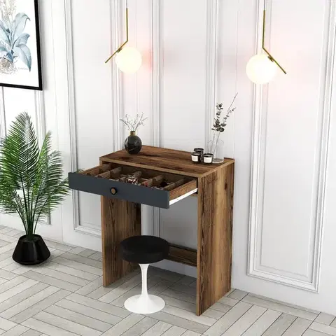 Toaletní stolek Lizbon - Walnut, Anthracite