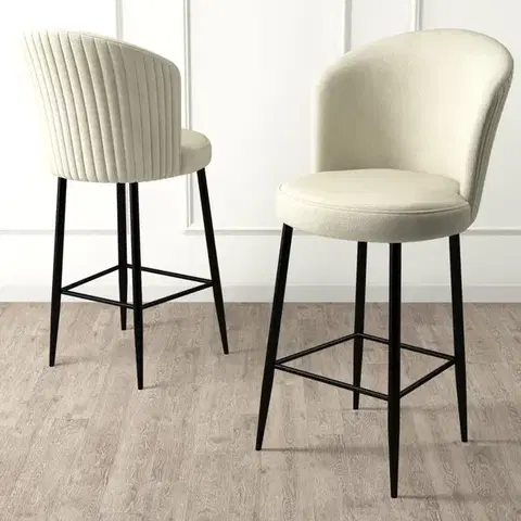 Bar Stool Set (2 Pieces) Fora - Cream, Black