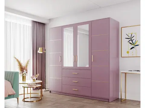 ArtStol Šatní skříň BALI 2 D4 s nástavcem | fialová