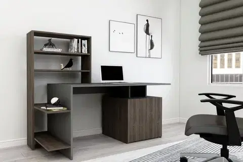 Psací stůl Melis - Walnut, Anthracite
