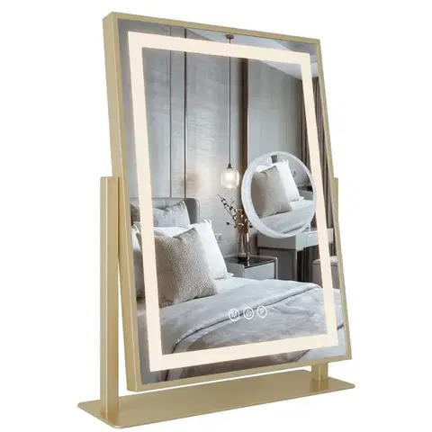 REA Zrcadlo LED LUMI L.Gold 30x40cm HOM-01802