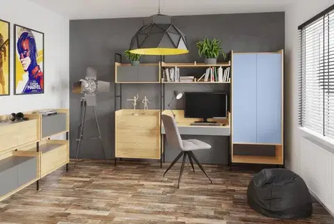 HALMAR Psací stůl MOBIUS 2S dub hickory