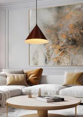 Závěsná lampa Dunca 25, černá, stínidlo 1x40, E27, tmavý ořech
