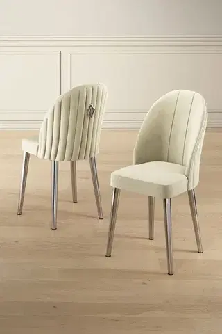 Sada židlí (6 kusů) Mara - Cream, Chrome