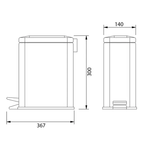 AQUALINE SIMPLE LINE odpadkový koš obdélníkový 5l, černá mat GAQ005B