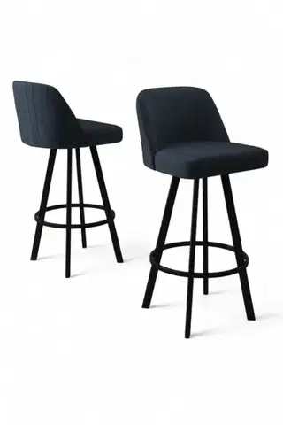 Bar Stool Set (4 Pieces) Atex - Anthracite, Black