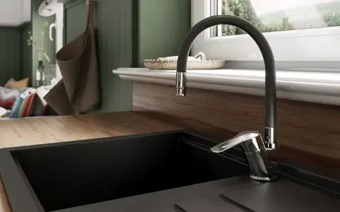 NOVASERVIS Dřezová baterie s černým flexi ramenem Metalia 54, chrom 54014F,0C