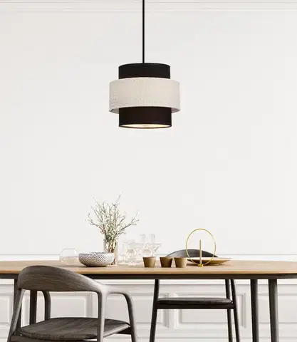 Závěsná lampa Benta černá 1x40W e27 stínidlo černá+krémová