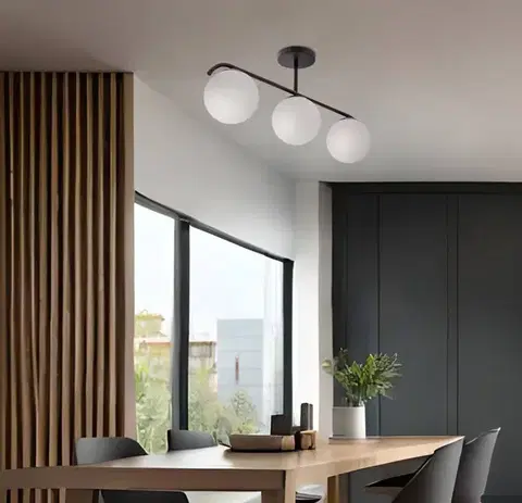 Stropní lampa AMADEO černá 3x40W E14 bílé stínidlo